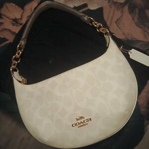 Coach White and Gold Hobo Bag